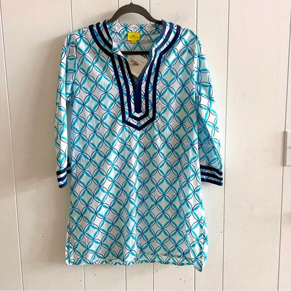 Roller Rabbit Teal Fez Kurta Kohi Teal Tunic NWT - Picture 1 of 12